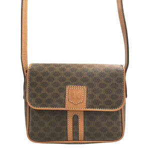 Celine Shoulder Bag Crossbody Macadam monogram coated canvas Brown